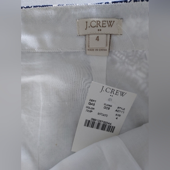 J Crew Jacquard Blue and White Mini Skirt, Size 4. NEW - Picture 6 of 8